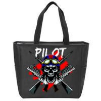 Pilot Skull Zip Tote Bag