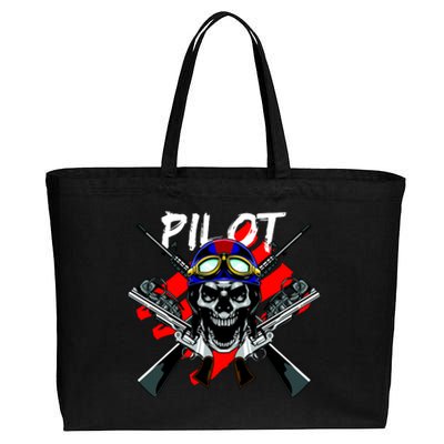 Pilot Skull Cotton Canvas Jumbo Tote