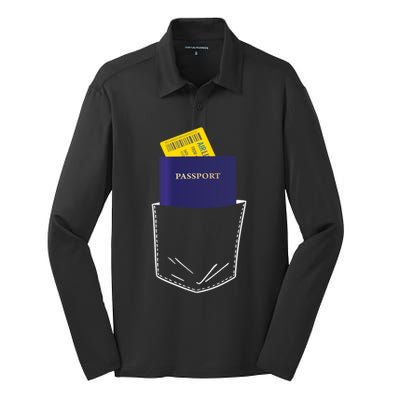 Passport In My Pocket World Traveller And Globe Trotter Gift Silk Touch Performance Long Sleeve Polo