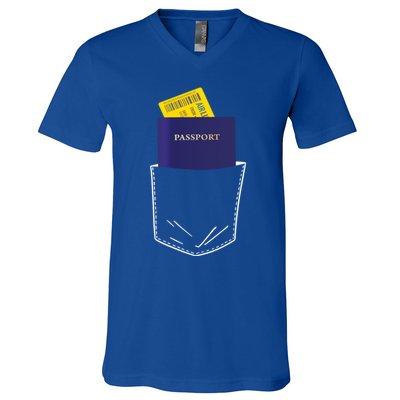 Passport In My Pocket World Traveller And Globe Trotter Gift V-Neck T-Shirt