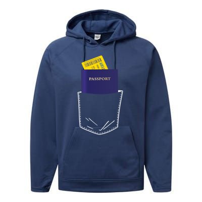 Passport In My Pocket World Traveller And Globe Trotter Gift Performance Fleece Hoodie