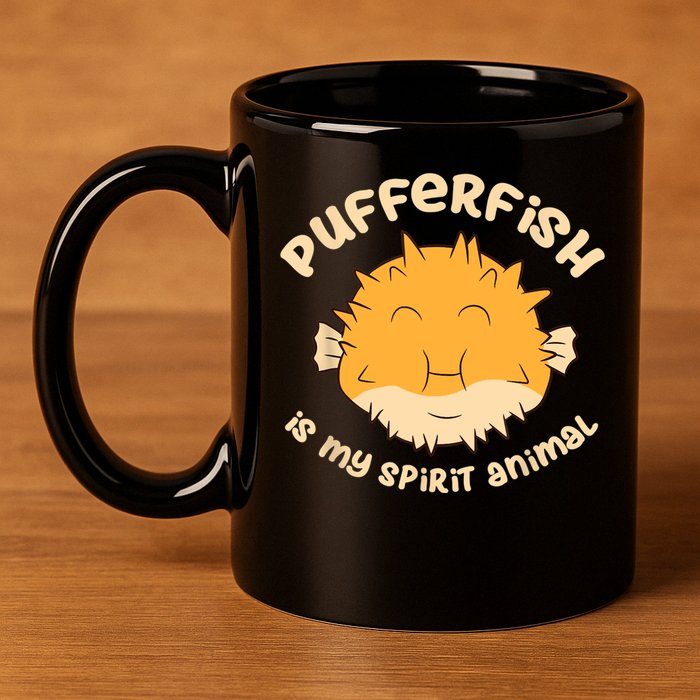 Pufferfish Is My Spirit Animal Funny Puffer Fish 11oz C Handle Ceramic Mug