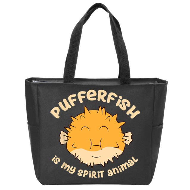 Pufferfish Is My Spirit Animal Funny Puffer Fish Zip Tote Bag