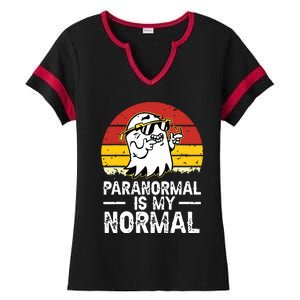 Paranormal Is My Normal Retro Ghost Hunting Halloween Ladies Halftime Notch Neck Tee