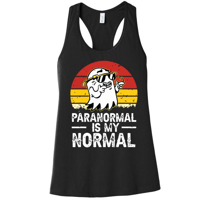 Paranormal Is My Normal Retro Ghost Hunting Halloween Women's Racerback Tank