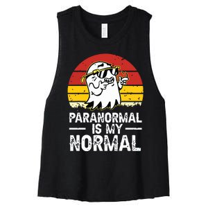 Paranormal Is My Normal Retro Ghost Hunting Halloween Women's Racerback Cropped Tank