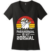 Paranormal Is My Normal Retro Ghost Hunting Halloween Women's V-Neck T-Shirt