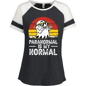 Paranormal Is My Normal Retro Ghost Hunting Halloween Enza Ladies Jersey Colorblock Tee