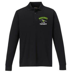 Pickleball Is My Therapy Gift Performance Long Sleeve Polo