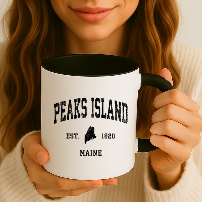 Peaks Island Maine Me Vintage Athletic Sports Mug
