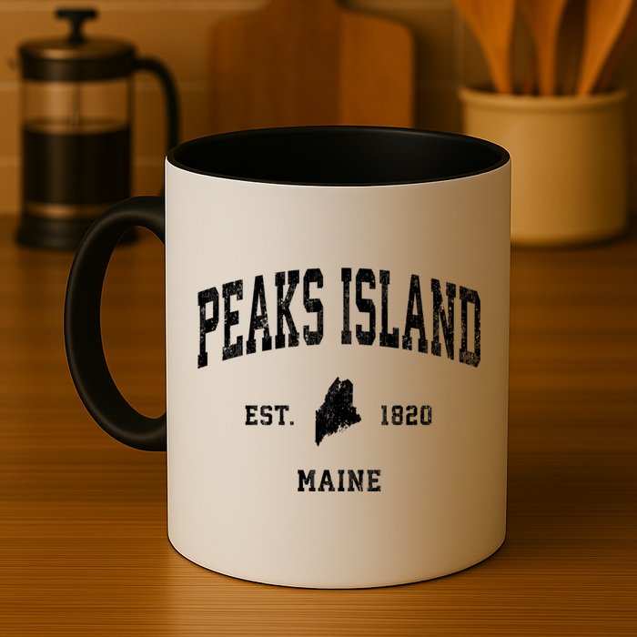 Peaks Island Maine Me Vintage Athletic Sports Mug