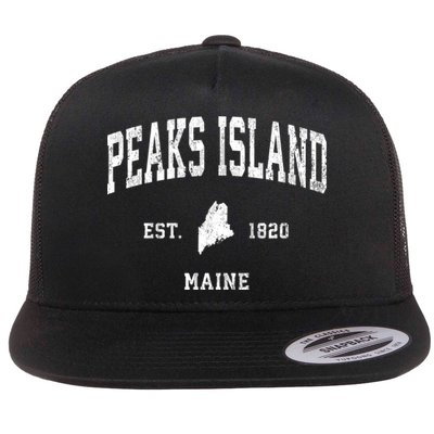 Peaks Island Maine Me Vintage Athletic Sports Flatbill Hat