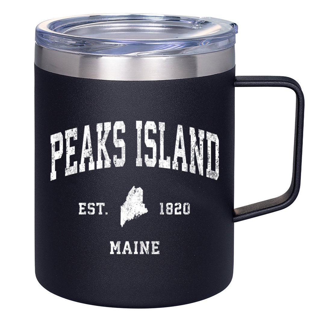 Peaks Island Maine Me Vintage Athletic Sports 12oz Stainless Steel Coffee Mug