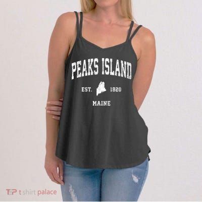Peaks Island Maine Me Vintage Athletic Sports Women's Strappy Tank