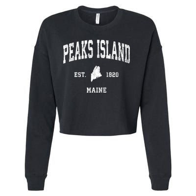 Peaks Island Maine Me Vintage Athletic Sports Cropped Pullover Crew