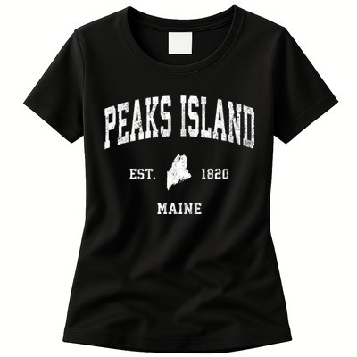 Peaks Island Maine Me Vintage Athletic Sports Womens T-Shirt