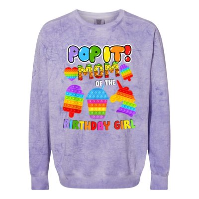 Pop It Mom Of The Birthday Girl Fidget Family Matching Colorblast Crewneck Sweatshirt