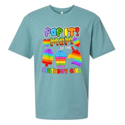 Pop It Mom Of The Birthday Girl Fidget Family Matching Sueded Cloud Jersey T-Shirt