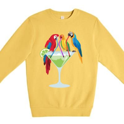 Parrots Ing Margarita Tropical Vacation Hawaiian Birds Cool Gift Premium Crewneck Sweatshirt