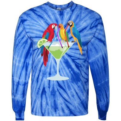 Parrots Ing Margarita Tropical Vacation Hawaiian Birds Cool Gift Tie-Dye Long Sleeve Shirt