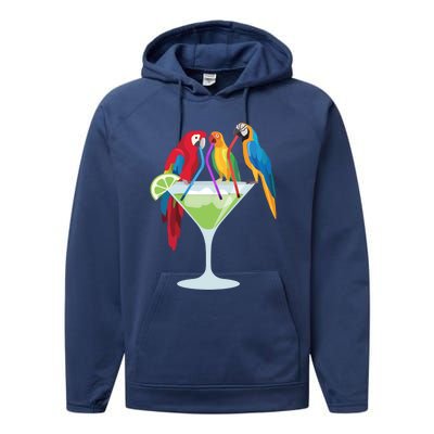 Parrots Ing Margarita Tropical Vacation Hawaiian Birds Cool Gift Performance Fleece Hoodie