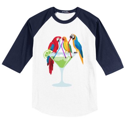 Parrots Ing Margarita Tropical Vacation Hawaiian Birds Cool Gift Baseball Sleeve Shirt