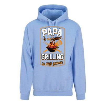 Papa Is My Name Grilling Is My Game Funny Grill Dad Unisex Surf Hoodie