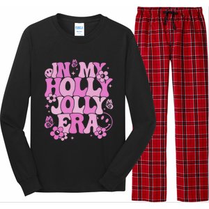 Pink In My Holly Xmas Jolly Era Groovy Retro Christmas Gift Long Sleeve Pajama Set