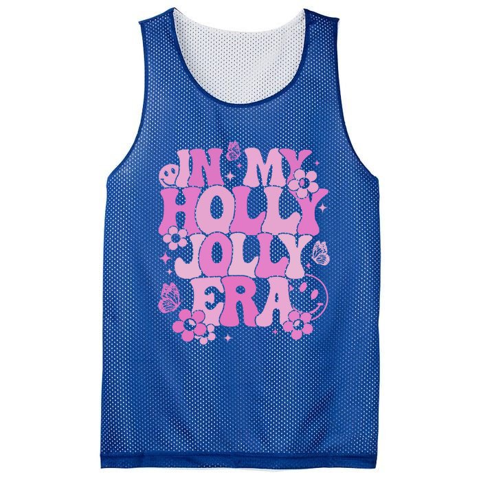 Pink In My Holly Xmas Jolly Era Groovy Retro Christmas Gift Mesh Reversible Basketball Jersey Tank