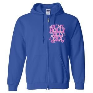 Pink In My Holly Xmas Jolly Era Groovy Retro Christmas Gift Full Zip Hoodie