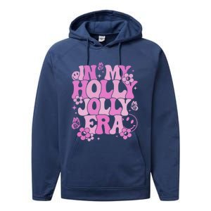 Pink In My Holly Xmas Jolly Era Groovy Retro Christmas Gift Performance Fleece Hoodie