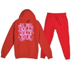 Pink In My Holly Xmas Jolly Era Groovy Retro Christmas Gift Premium Hooded Sweatsuit Set