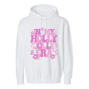 Pink In My Holly Xmas Jolly Era Groovy Retro Christmas Gift Garment-Dyed Fleece Hoodie