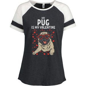 Pug Is My Valentine Cute Valentines Day Pet Dog Owner Gift Enza Ladies Jersey Colorblock Tee