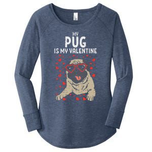 Pug Is My Valentine Cute Valentines Day Pet Dog Owner Gift Women's Perfect Tri Tunic Long Sleeve Shirt