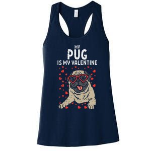 Pug Is My Valentine Cute Valentines Day Pet Dog Owner Gift Women's Racerback Tank