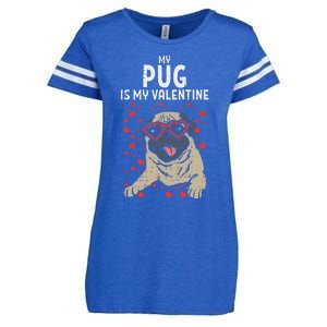 Pug Is My Valentine Cute Valentines Day Pet Dog Owner Gift Enza Ladies Jersey Football T-Shirt