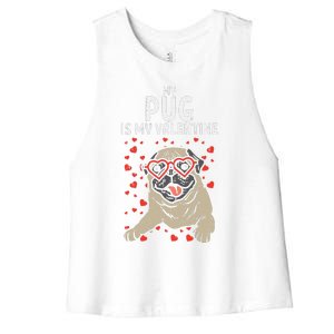 Pug Is My Valentine Cute Valentines Day Pet Dog Owner Gift Women's Racerback Cropped Tank