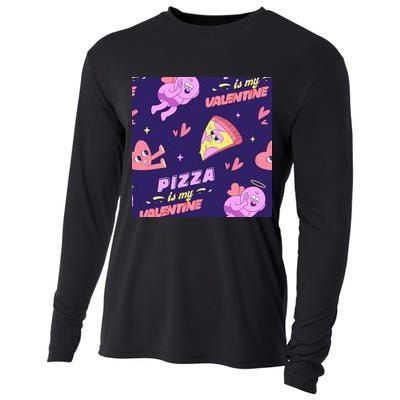 Pizza Is My Valentine Funny Cooling Performance Long Sleeve Crew