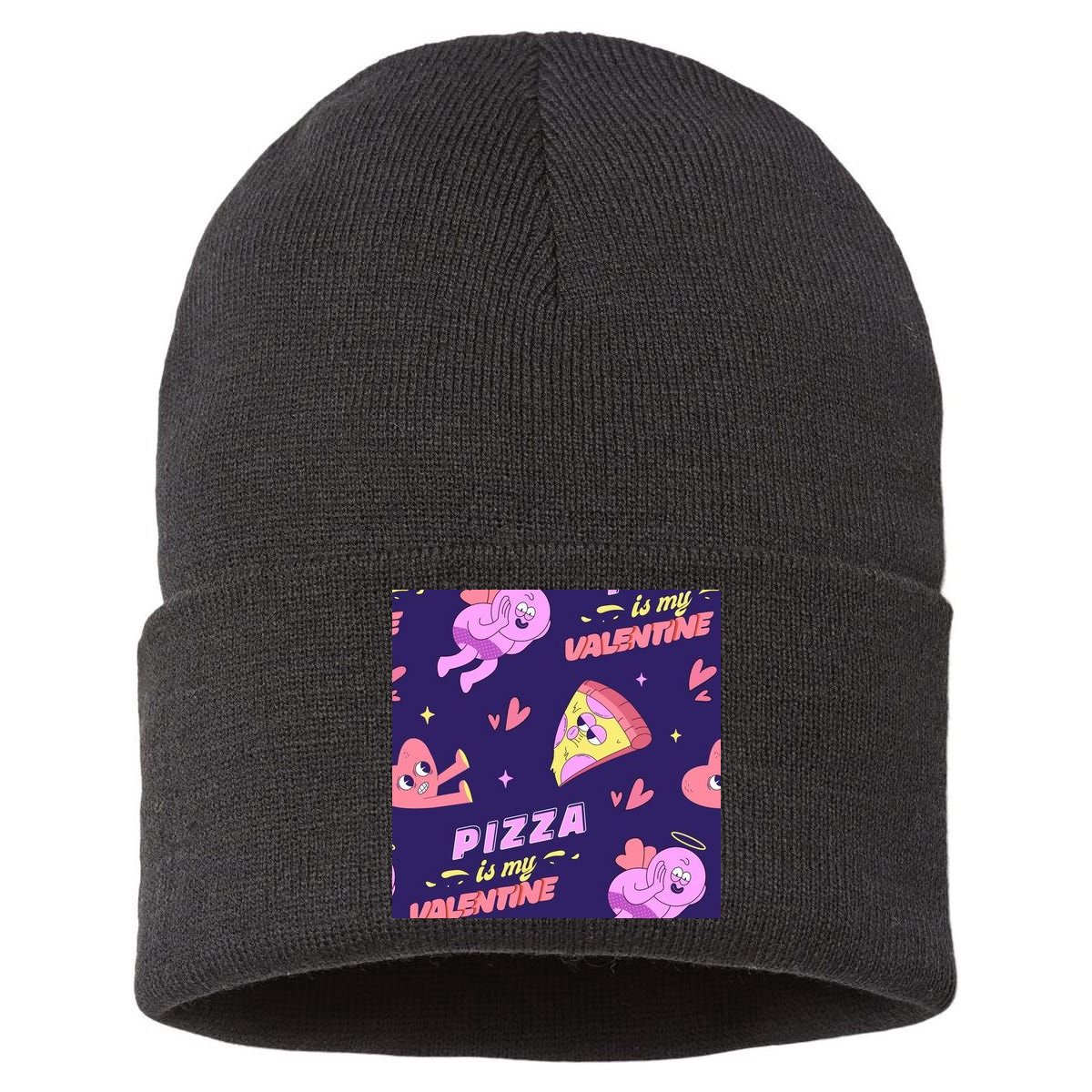 Pizza Is My Valentine Funny Sustainable Knit Beanie