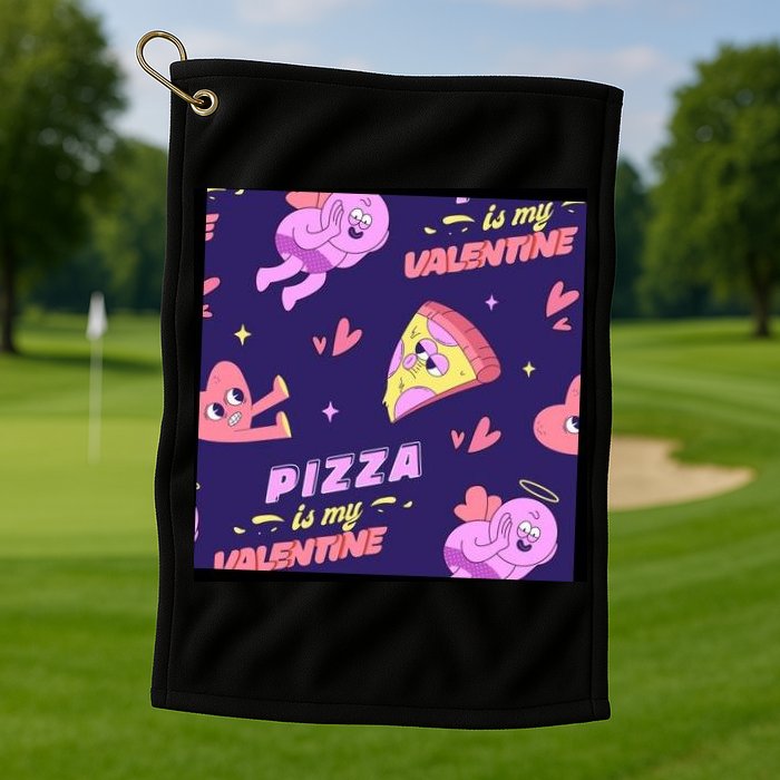 Pizza Is My Valentine Funny Golf Towel