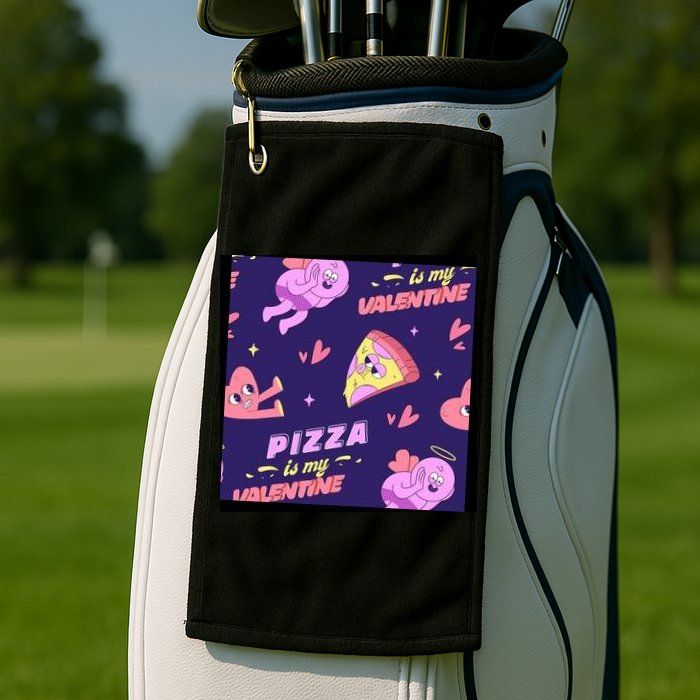 Pizza Is My Valentine Funny Golf Towel