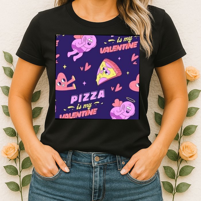 Pizza Is My Valentine Funny Womens T-Shirt
