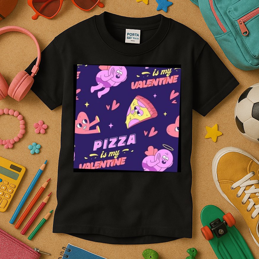 Pizza Is My Valentine Funny Kids T-Shirt