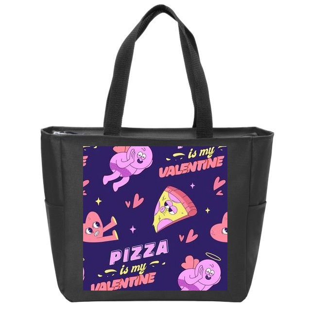 Pizza Is My Valentine Funny Zip Tote Bag