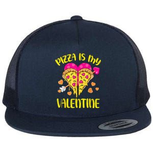 Pizza Is My Valentine Funny Valentines Day Cute Gift Flat Bill Trucker Hat