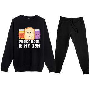 Preschool Is My Jam Back To School Funny Premium Crewneck Sweatsuit Set