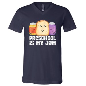 Preschool Is My Jam Back To School Funny V-Neck T-Shirt