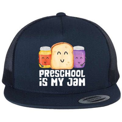 Preschool Is My Jam Back To School Funny Flat Bill Trucker Hat