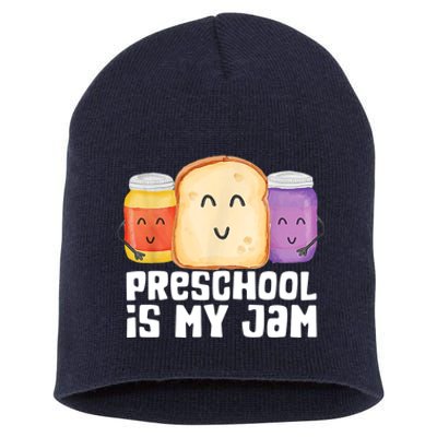 Preschool Is My Jam Back To School Funny Short Acrylic Beanie